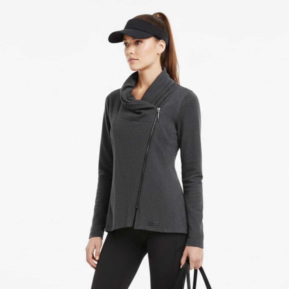 Calvin Klein Gray Long Sleeve Off Center Zip Close Sport Athletic Jacket L